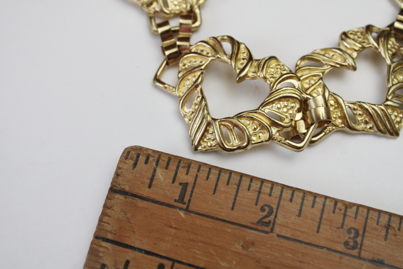 photo of 70s 80s vintage metal chain belt w/ large gold tone hearts, sweet retro girl Valentine's day  #2