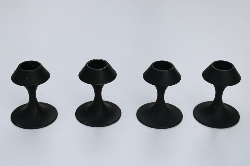 photo of 70s 80s vintage mod black metal candle holders, Lenox candles minimalist modern candlesticks #1