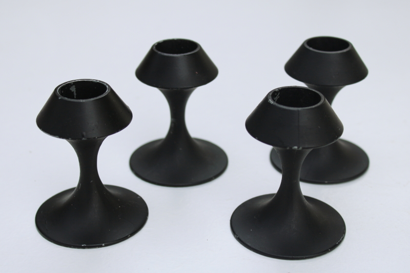 photo of 70s 80s vintage mod black metal candle holders, Lenox candles minimalist modern candlesticks #5