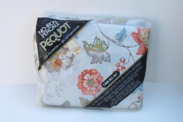 70s 80s vintage poly cotton bedding Southbridge floral print, mint in pkg twin sheets set