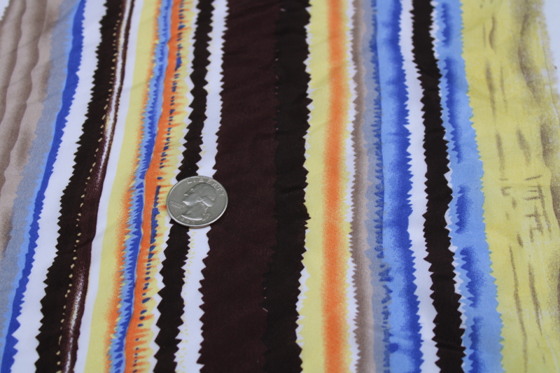 photo of 70s 80s vintage silky poly fabric, mod zen wood grain stripe print in retro colors #4