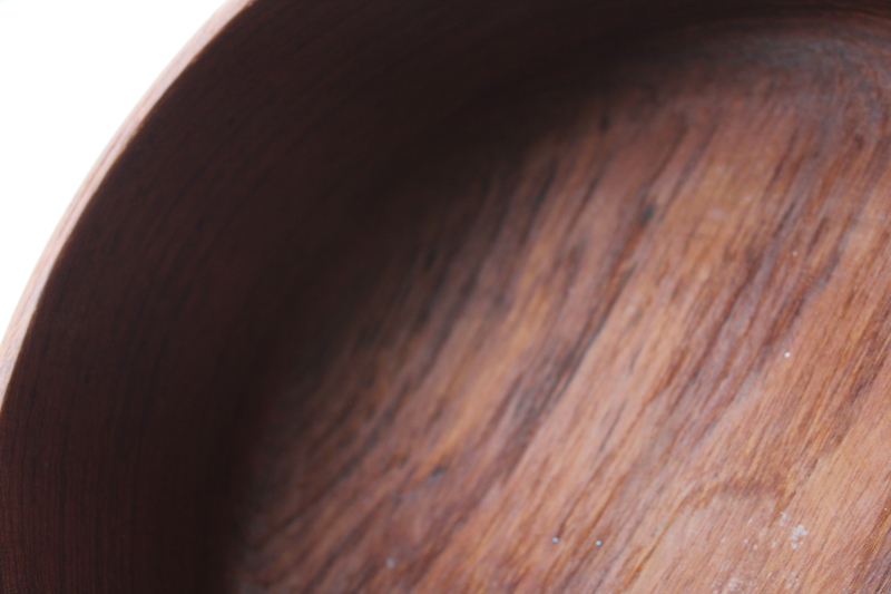 photo of 70s 80s vintage teak wood salad bowl, big chunky mod serving bowl Goodwood Thailand label  #3