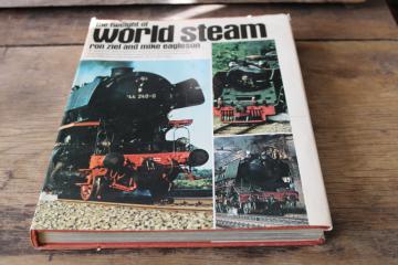 catalog photo of 70s book last steam locomotives, Iron Rooster vintage trains photos around the world