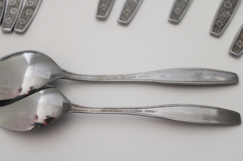 photo of 70s mod floral pattern stainless flatware lot soup & tea spoons, Customcraft Japan CUS10 #4