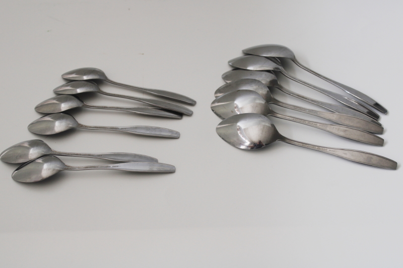 photo of 70s mod floral pattern stainless flatware lot soup & tea spoons, Customcraft Japan CUS10 #5