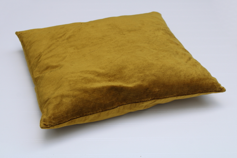 photo of 70s mod style West Elm greenish gold velvet pillow cover w/ insert, modern vintage throw pillow #3