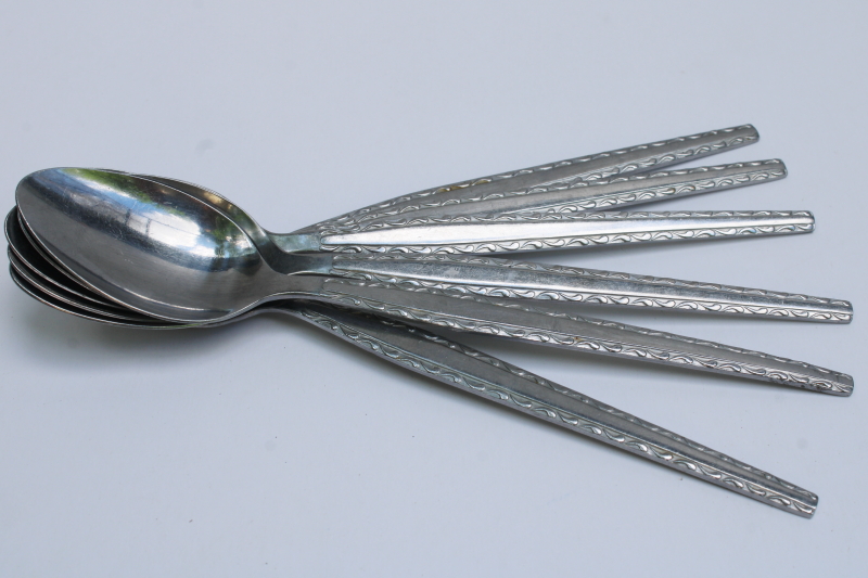 photo of 70s mod vintage Korea stainless flatware Ensenada teaspoons Rogers Stanley Roberts  #3