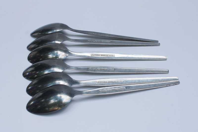 photo of 70s mod vintage Korea stainless flatware Ensenada teaspoons Rogers Stanley Roberts  #4