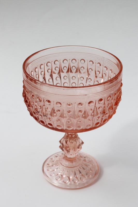 photo of 70s mod vintage Zabkowice Poland glass compote or candy dish, blush pink glassware #1