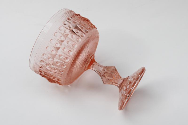 photo of 70s mod vintage Zabkowice Poland glass compote or candy dish, blush pink glassware #3