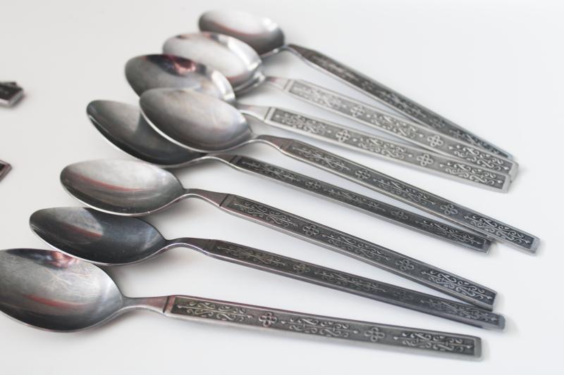 photo of 70s mod vintage flatware, Kashmir pattern National stainless w/ textured design #4