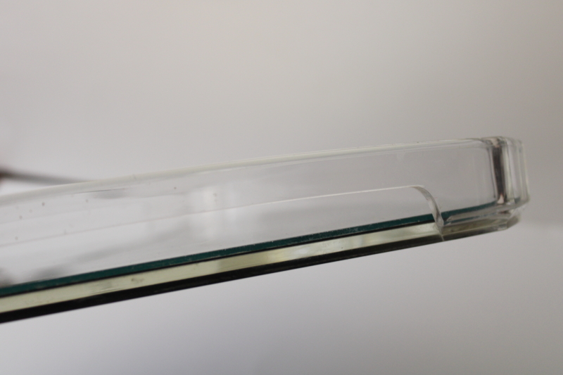 photo of 70s mod vintage mirrored clear lucite plastic tray, retro bar drinks tray #3