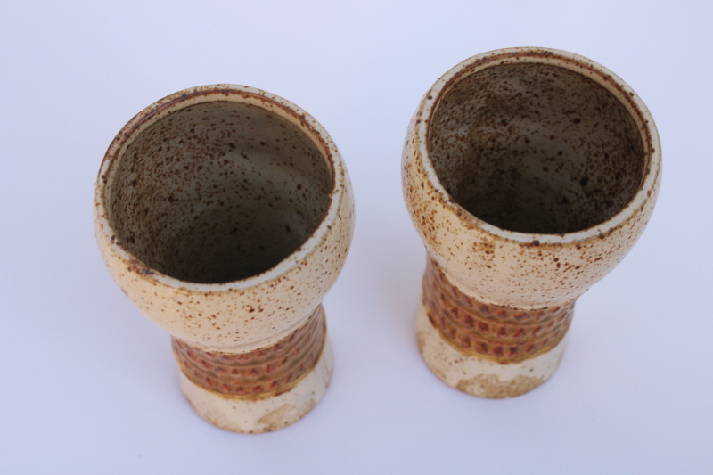 photo of 70s mod vintage pottery baby face tumblers, hand painted stoneware people made in Japan  #3