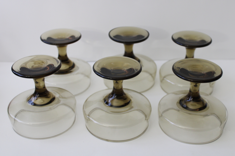 photo of 70s mod vintage smoke glass champagne glasses or cocktails, Libbey Accent tawny brown #3