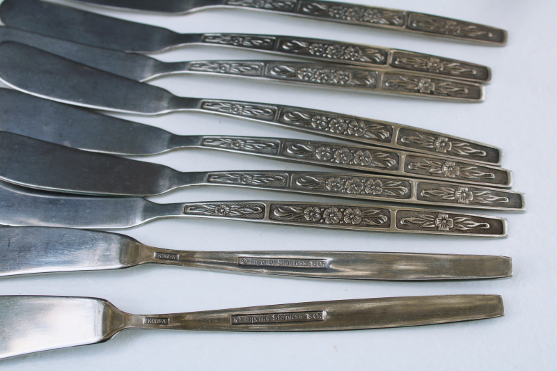 photo of 70s mod vintage stainless flatware, Imperial Serta spreaders & master butter knife #2