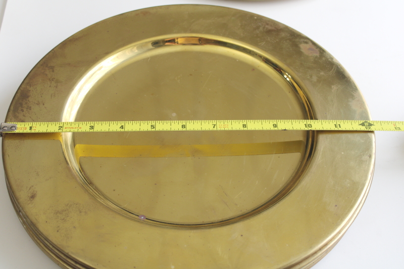 photo of 70s or 80s vintage heavy solid brass charger plates set of 6, each plate over 1 1/2 pounds  #2