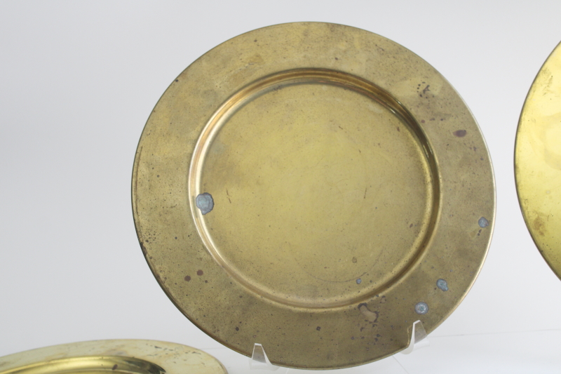 photo of 70s or 80s vintage heavy solid brass charger plates set of 6, each plate over 1 1/2 pounds  #10