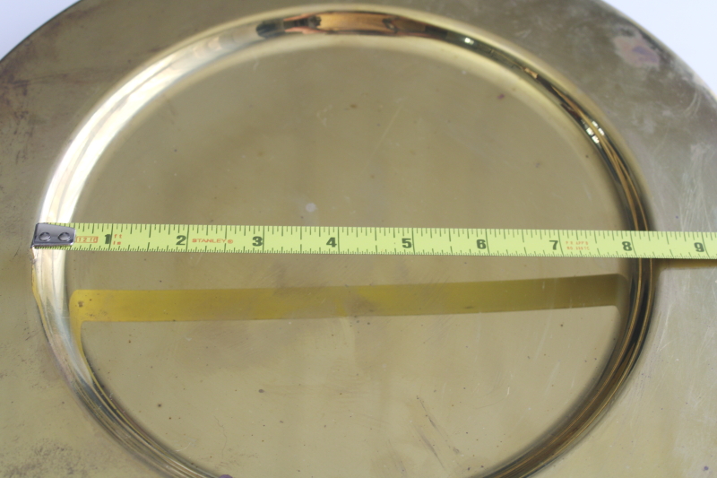 photo of 70s or 80s vintage heavy solid brass charger plates set of 6, each plate over 1 1/2 pounds  #15