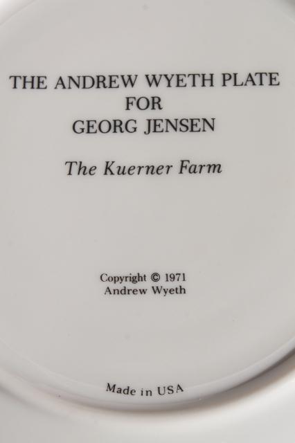 photo of 70s vintage Andrew Wyeth / Georg Jensen china collectors plate, Kuerner Farm cows #6