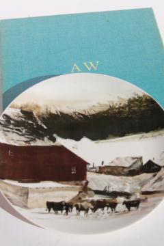 catalog photo of 70s vintage Andrew Wyeth / Georg Jensen china collectors plate, Kuerner Farm cows