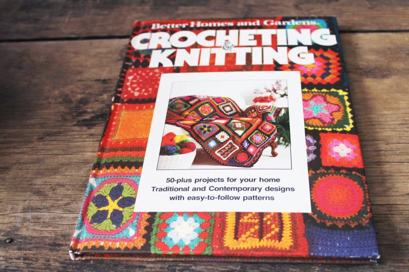 photo of 70s vintage Better Homes & Gardens book, knit and crochet designs afghans home decor #1