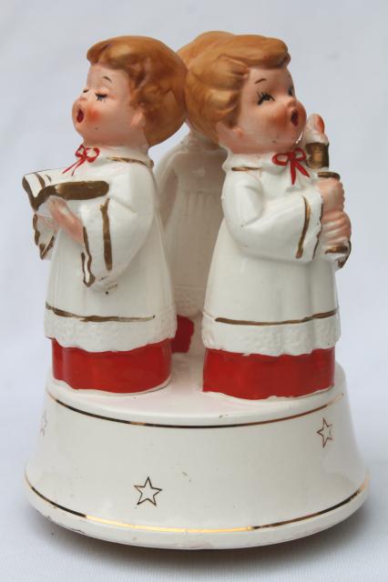 photo of 70s vintage Christmas music box, boy angels choirboys plays O Come All Ye Faithful #1