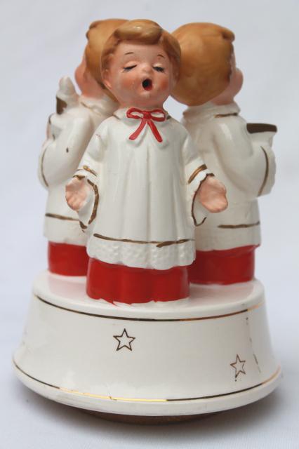 photo of 70s vintage Christmas music box, boy angels choirboys plays O Come All Ye Faithful #3