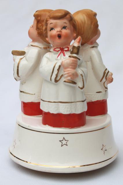 photo of 70s vintage Christmas music box, boy angels choirboys plays O Come All Ye Faithful #4