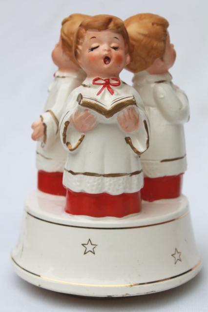 photo of 70s vintage Christmas music box, boy angels choirboys plays O Come All Ye Faithful #5