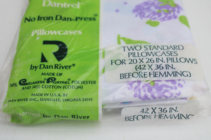 photo of 70s vintage Dan River poly cotton blend pillowcases set sealed package retro floral print bedding  #2