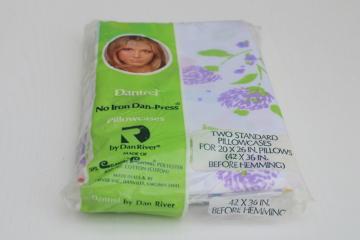 70s vintage Dan River poly cotton blend pillowcases set sealed package retro floral print bedding