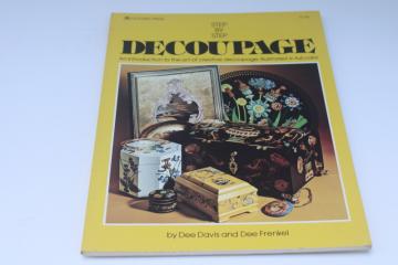 catalog photo of 70s vintage Decoupage decorative papers craft book, easy instructions for beginners 