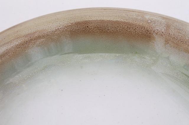 photo of 70s vintage Federal glass pie plate pan, Moss Brown iridescent luster milk glass #4