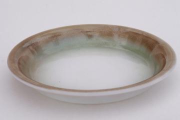 catalog photo of 70s vintage Federal glass pie plate pan, Moss Brown iridescent luster milk glass