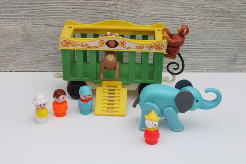 photo of 70s vintage Fisher Price lot circus animals, 70s & 80s little people clown, children #1