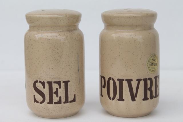 photo of 70s vintage French sel & poivre salt and pepper shakers, retro ceramic S&P set #1