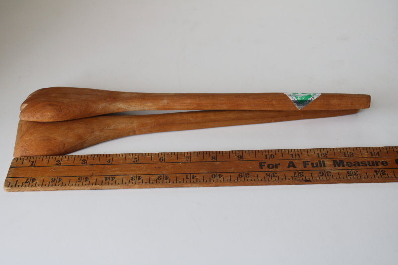 photo of 70s vintage Goodwood teak wood salad servers big chunky spoon & fork danish modern style  #6