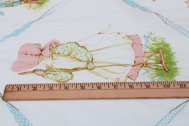 photo of 70s vintage Holly Hobbie girls American Greetings print cotton poly fabric flat sheet  #5
