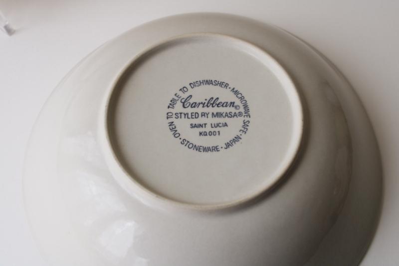 photo of 70s vintage Japan stoneware, Mikasa St Lucia Caribbean chop plate & serving bowl #3