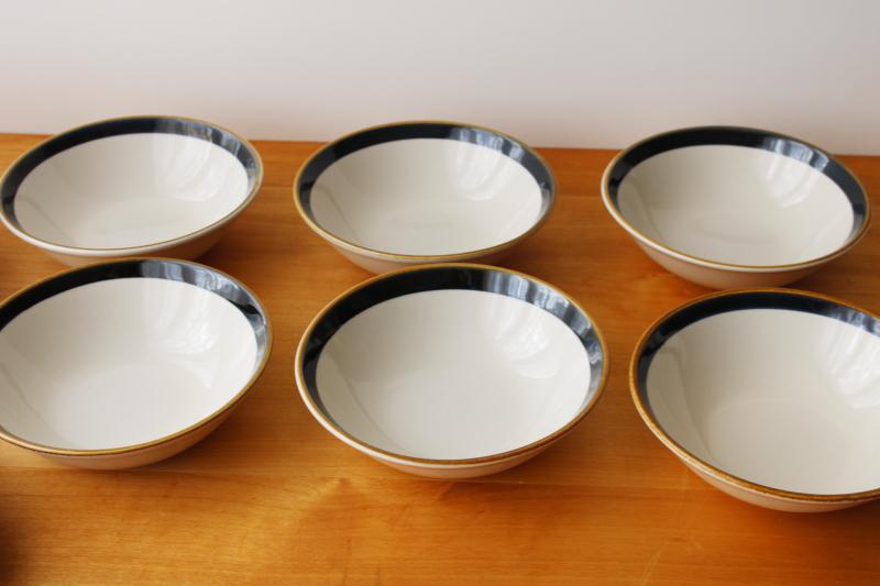 photo of 70s vintage Japan stoneware pottery dinnerware set, Mikasa St Lucia blue & brown #6