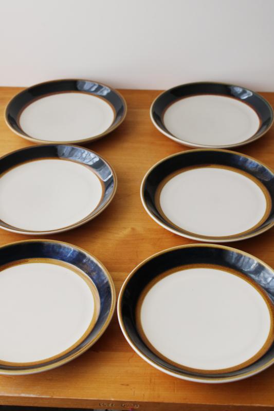 photo of 70s vintage Japan stoneware pottery dinnerware set, Mikasa St Lucia blue & brown #7