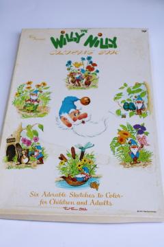 catalog photo of 70s vintage Kim's coloring book large prints posters to color Willy Nilly gnomes 