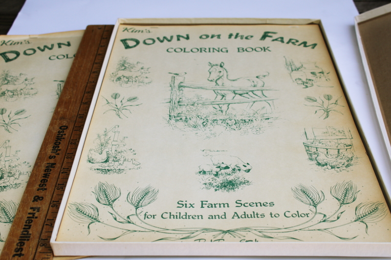 photo of 70s vintage Kim's coloring books large prints posters to color Down on the Farm #3