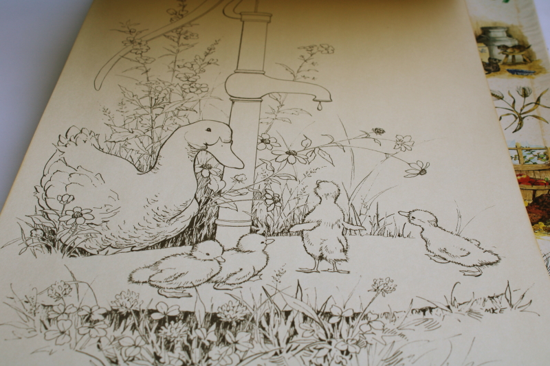 photo of 70s vintage Kim's coloring books large prints posters to color Down on the Farm #4