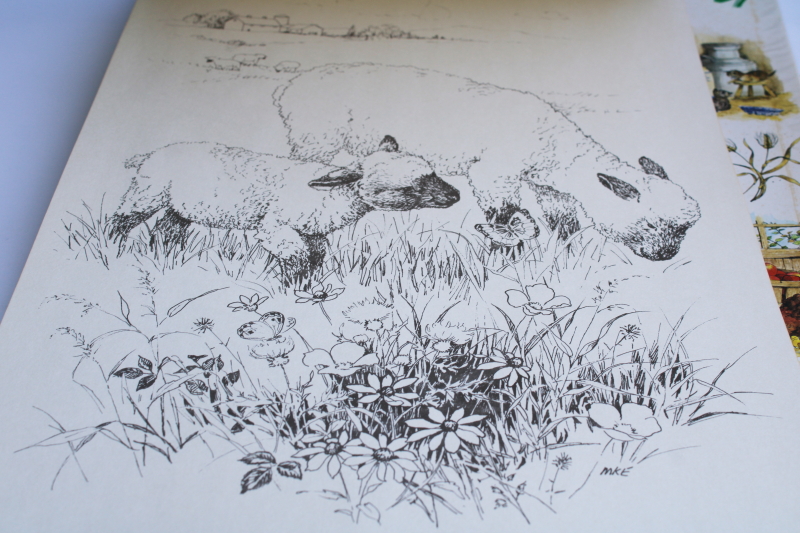 photo of 70s vintage Kim's coloring books large prints posters to color Down on the Farm #5
