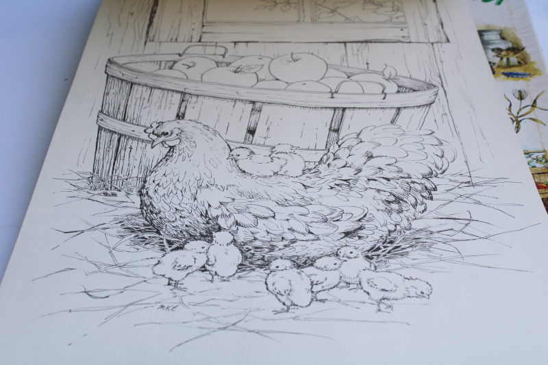 photo of 70s vintage Kim's coloring books large prints posters to color Down on the Farm #6