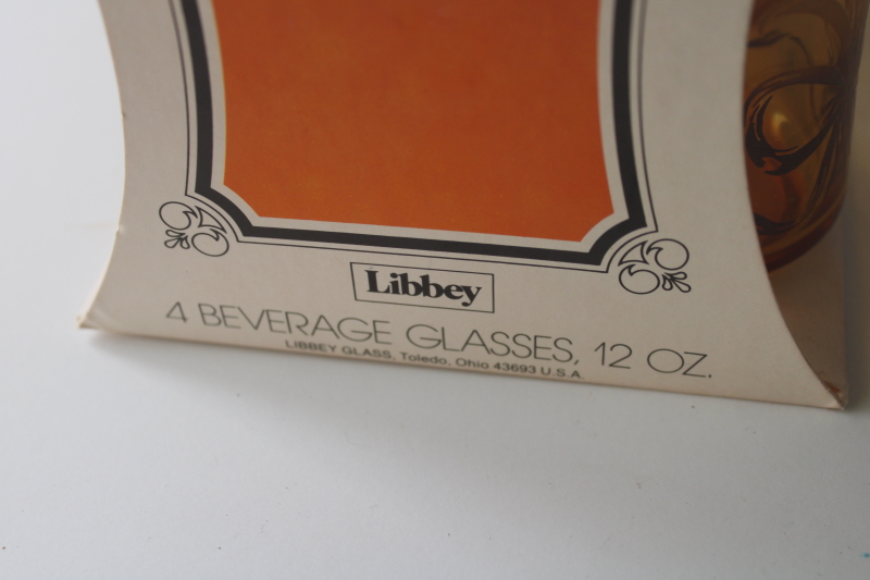 photo of 70s vintage Libbey glasses in box, Bounty harvest wheat print glass tumblers set  #3