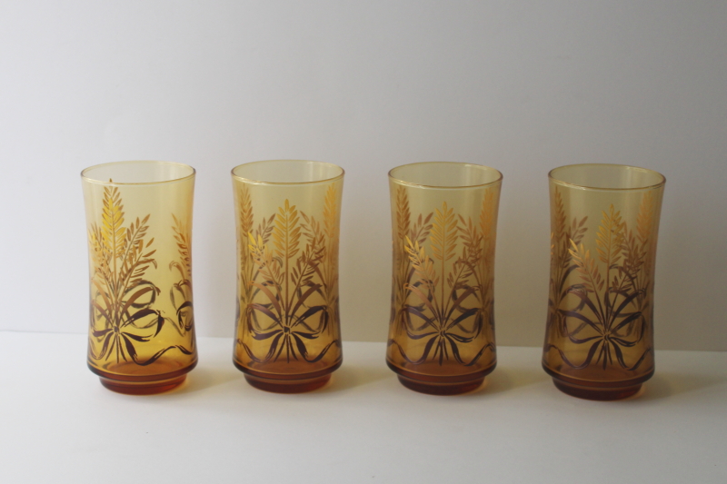 photo of 70s vintage Libbey glasses in box, Bounty harvest wheat print glass tumblers set  #5