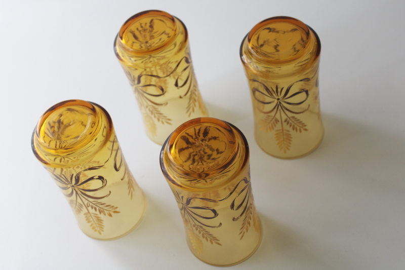 photo of 70s vintage Libbey glasses in box, Bounty harvest wheat print glass tumblers set  #7