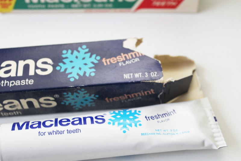 photo of 70s vintage Macleans toothpaste metal tubes in original boxes Beecham advertising #2